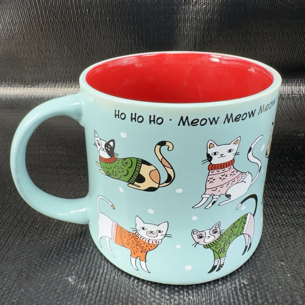 Spectrum Designz Christmas Cats Kitty Cat Large Ceramic Mug Cup‎ Whimsical Cup